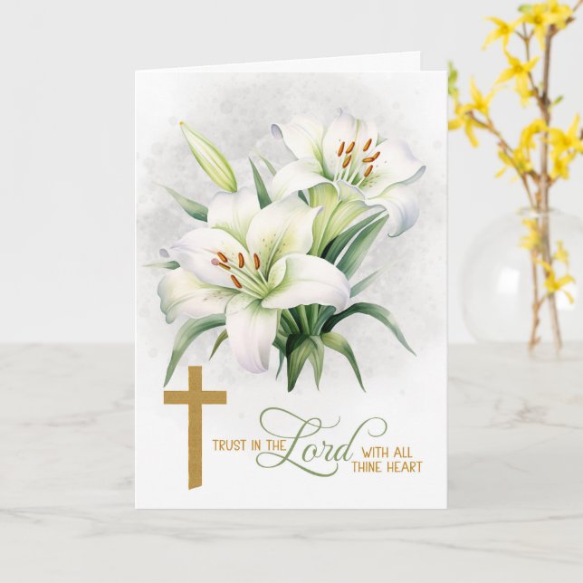 Carte Proverbes des Écritures religieuses 3 Lys blancs (Fleur jaune)