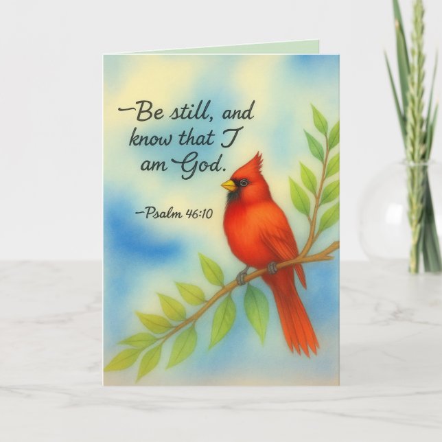 Carte Psalm 46:10 Be Still Red Cardinal Scripture Nature (Devant)