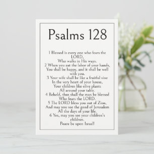 Carte Psaume 128 Verset Biblique, Moderne Simple Minimal