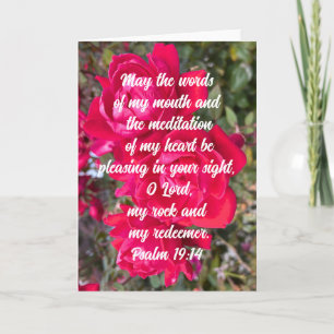 Carte Psaume 19:14 Méditation priante Bible Verse Rose