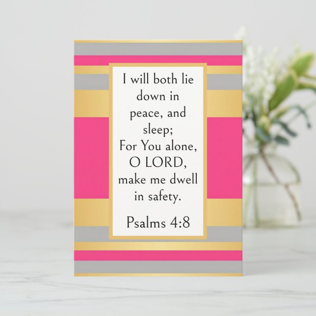 Carte Psaume 4:8 Verset Biblique, Écriture Sainte Sommei (Debout devant)