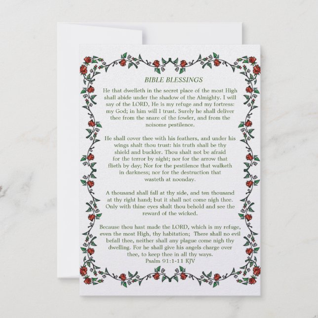 Carte Psaume 91 Bible Bénédictions (Devant)