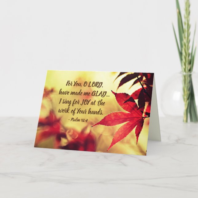 Carte Psaume 92:4 Pour toi, ô Seigneur, je me réjouis (Devant)