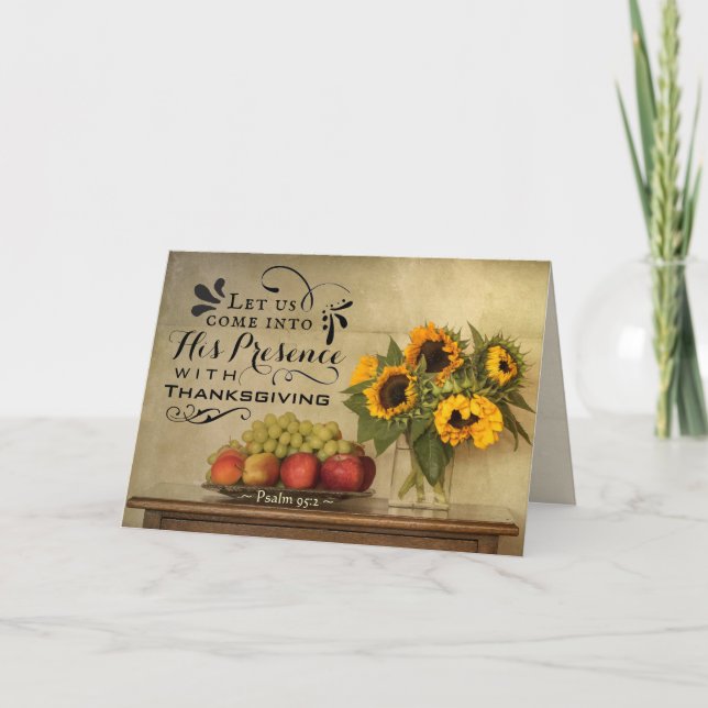 Carte Psaume 95:2 En sa présence avec Thanksgiving (Devant)