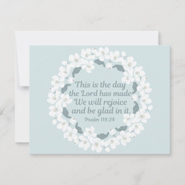 Carte Psaume chrétien inspirant 118:24 Réjouissez-vous (Devant)