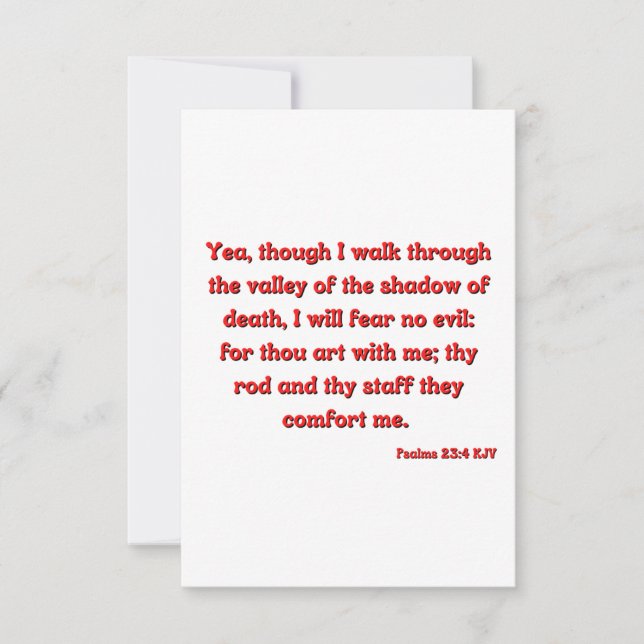 Carte Psaumes 23:4 Bible Verse Écriture Flat Salutation (Devant)