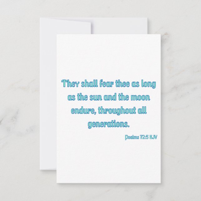Carte Psaumes 72:5 KJV Bible Verse Plat Greeting Card (Devant)