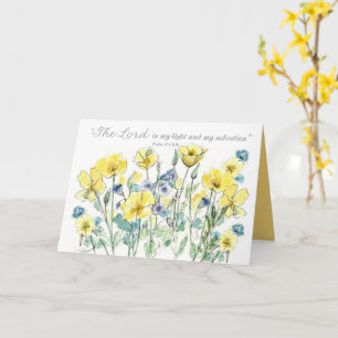 Carte Psaumes d'anniversaire de baptême Écriture Fleurs