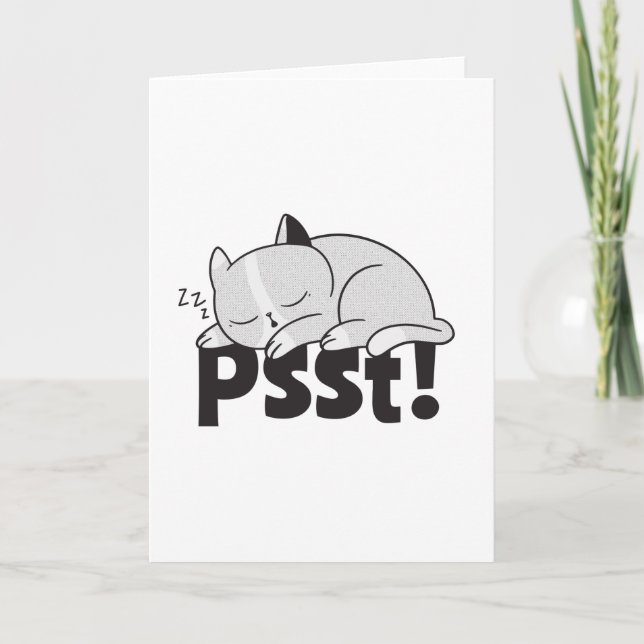 Carte Psst Lazy chat dort (Devant)