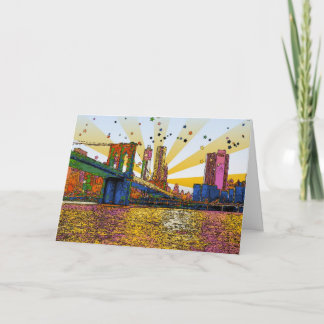 Carte Psychedelic New York City : Brooklyn Bridge, WTC #