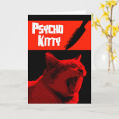 Carte Psycho Kitty Happy Halloween Card (Yellow Flower)