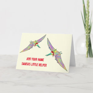 Carte Pterodactyl Festive Dinosaur Drôle Père Noël Sloga