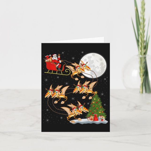 Carte Ptérodactyles Dinosaure Oiseau Père Noël Traîneau  (Devant)