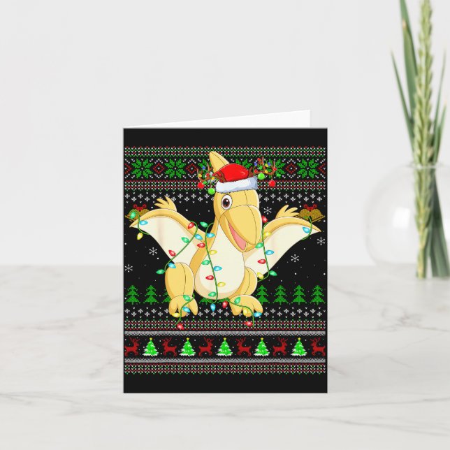Carte Pterodactyls Dinosaur Bird Ugly Christmas Sweaters (Devant)