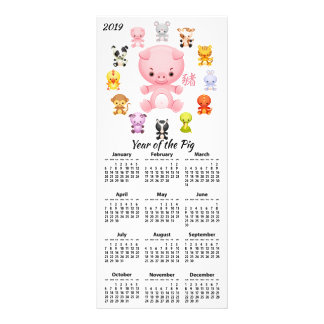Carte Publicitaire 2019 ans du calendrier de bande dessinée de porc