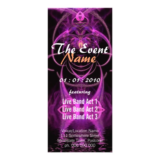 Carte Publicitaire Affiche de l'événement Fuschia Fractal (Devant)
