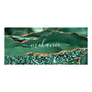 Carte Publicitaire Agate Green Gold Parties scintillant Geode Marbre 