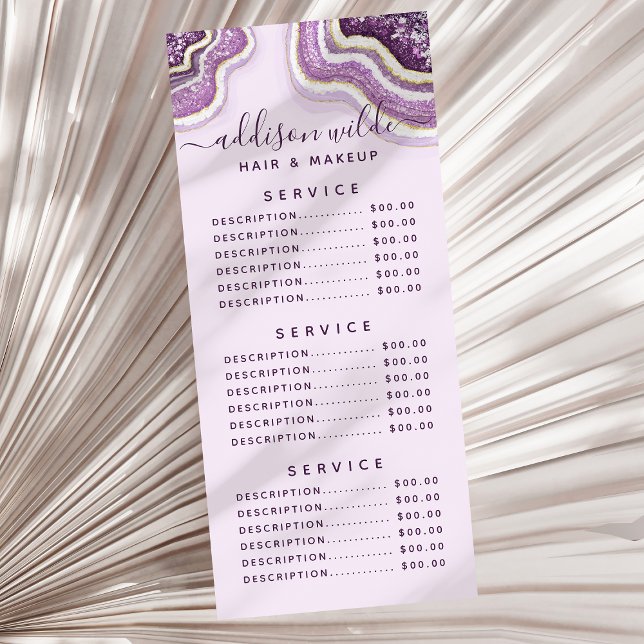 Carte Publicitaire Améthyste Violet Paillettes Agate Géode Luxe Chic (Créateur téléchargé)