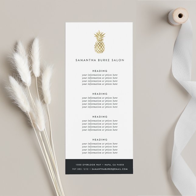 Carte Publicitaire Ananas Faux Gold | Tarification ou services (Créateur téléchargé)