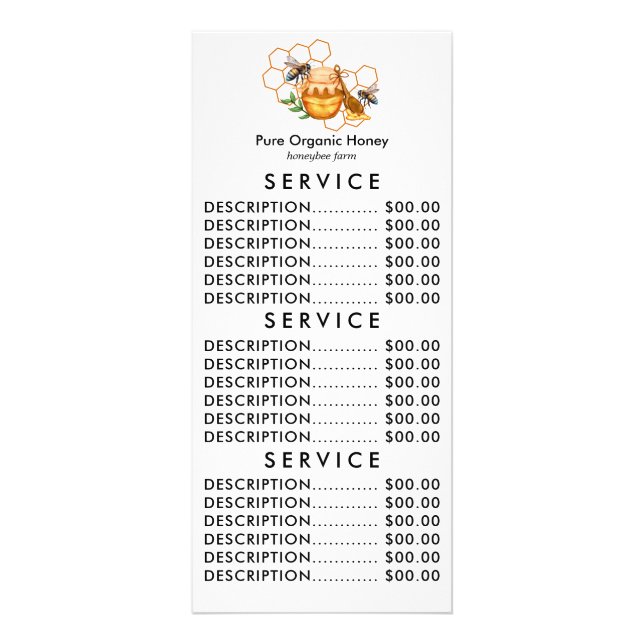 Carte Publicitaire Aquarelle moderne peignes de miel avec abeille (Devant)