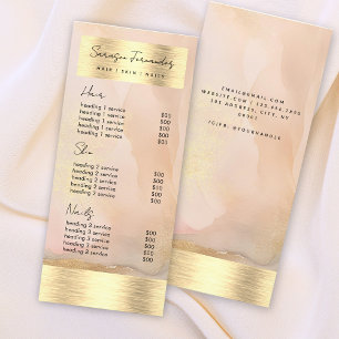 Carte Publicitaire Aquarelle Or Foil Prix Blush Rose Élégant