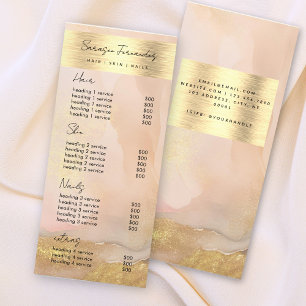 Carte Publicitaire Aquarelle Or Foil Prix Blush Rose Élégant
