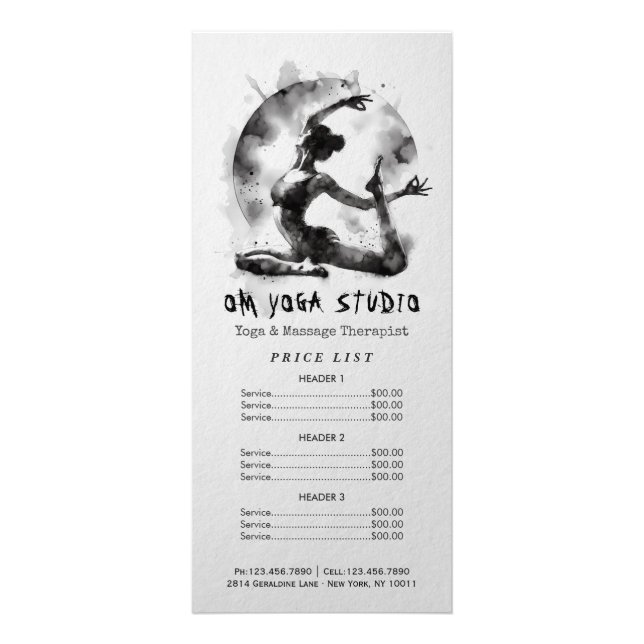 Carte Publicitaire Aquarelle Yoga Reiki Pose King Pigeon à une jambe (Devant)