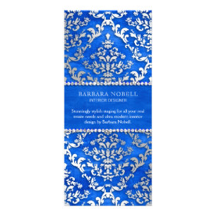 Carte Publicitaire Argent Cerulean de damassé de lueur vacillante de