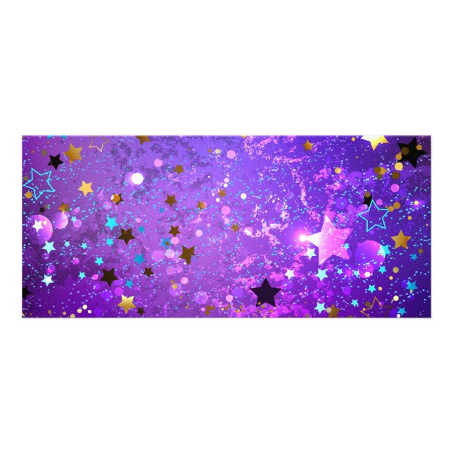 Carte Publicitaire Arrière - plan de feuille violet avec étoiles (Devant)