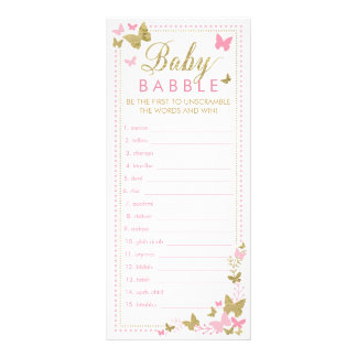 Carte Publicitaire Baby shower Mot Jeu, Papillons