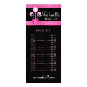 Carte Publicitaire Bakery Cake Pops Retro Price List Rack Card