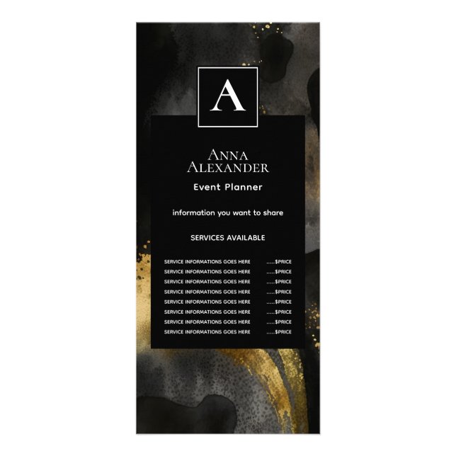 Carte Publicitaire Balayage Primordial | Design Abstrait Or Noir (Devant)