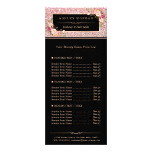 Carte Publicitaire Beauty Salon Rose Gold Parties scintillant Fleurs