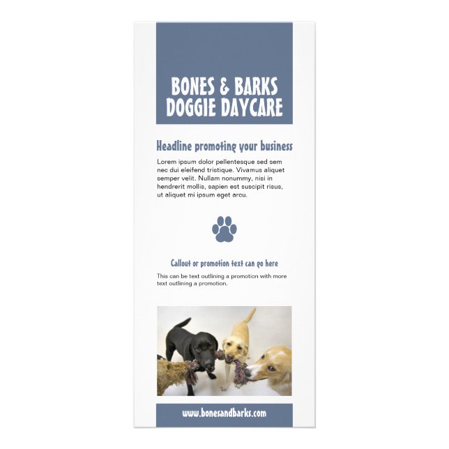 Carte Publicitaire Blue Empreinte de patte Chien Care (Devant)