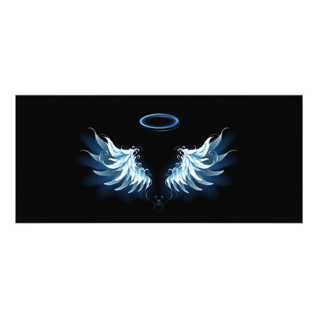 Carte Publicitaire Blue Glowing Angel Wings on black background (Devant)