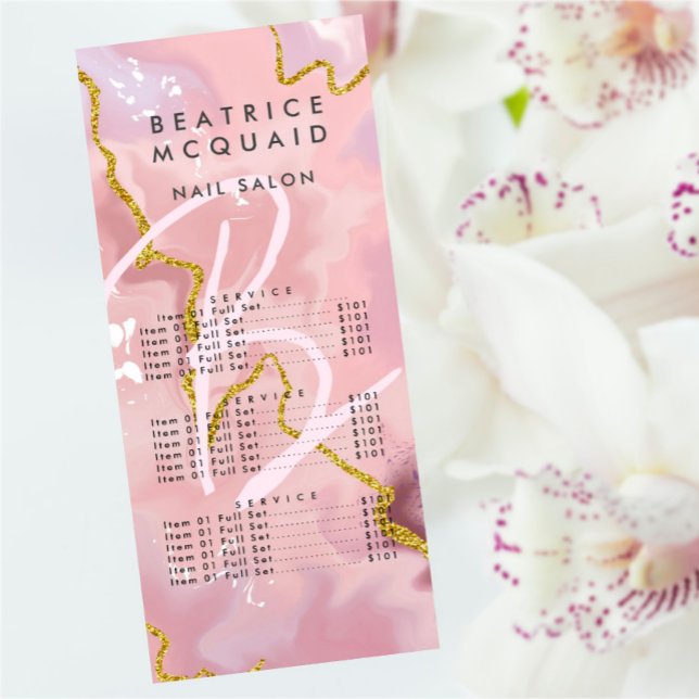 Carte Publicitaire Blush Rose Pailleté Or Marbre Monogramme (Créateur téléchargé)