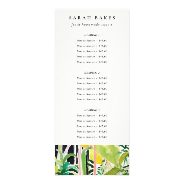 Carte Publicitaire Boho Chic Vert Feuillage Tropical Botanique (Dos)