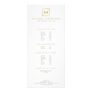 Carte Publicitaire BOÎTE LOGO avec VOTRE INITIAL/MONOGRAM Gold/White