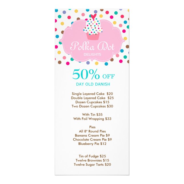 Carte Publicitaire Boulangerie Cuite Cupcake Polka Dot 3 (Devant)