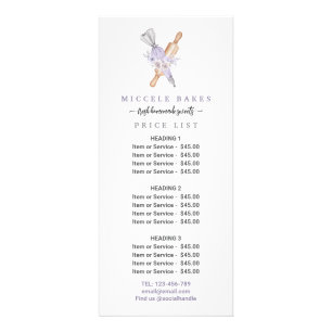 Carte Publicitaire Boulangerie Florale Violet Prix de service
