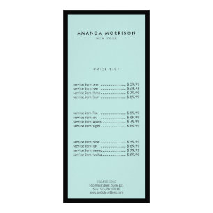 Carte Publicitaire Boutique de Luxe Minimaliste Noir/Menthe