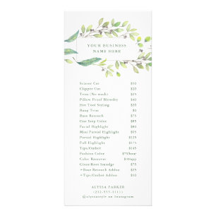 Carte Publicitaire Cadre d'aquarelle vert feuilles   Prix du salon