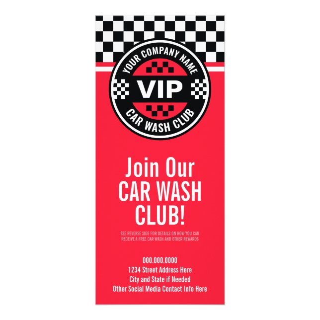 Carte Publicitaire Car Wash Club - Racing À damiers Drapeau Rewards (Devant)