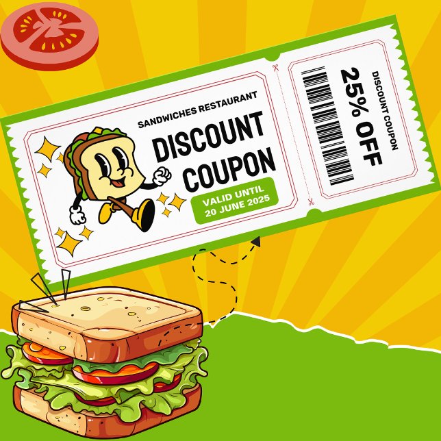 Carte Publicitaire Caractère Sandwich Carton Classique Retro Quirky (Créateur téléchargé)