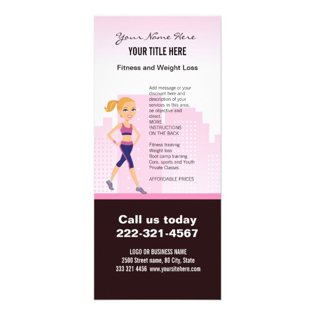 Carte Publicitaire Cartoon Fitness Girl (Devant)