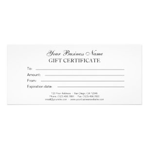 Carte Publicitaire Certificat cadeau classique générique simple