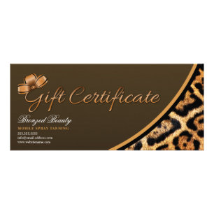 Carte Publicitaire Certificat cadeau de bronzage de vaporisateur mobi