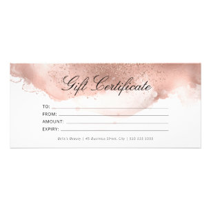 Carte Publicitaire Certificat cadeau de Parties scintillant or Rose s