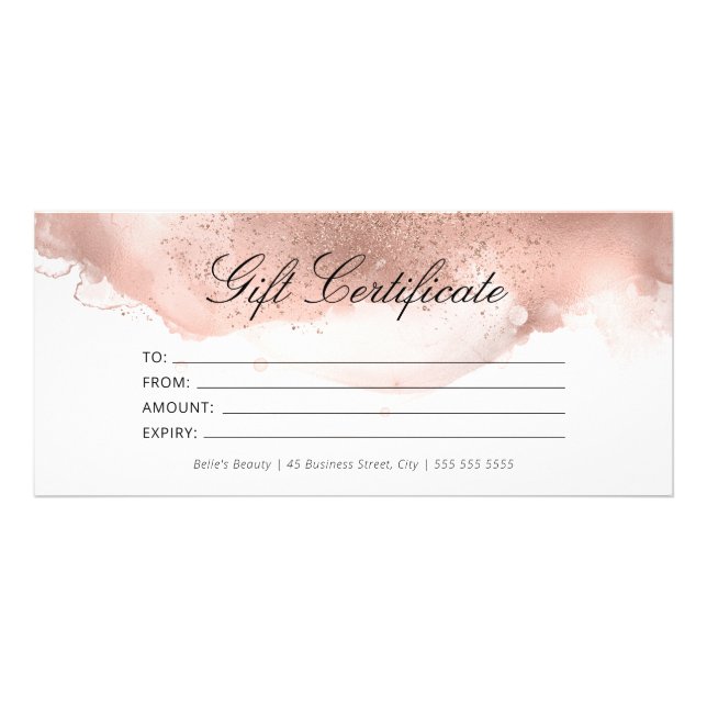 Carte Publicitaire Certificat cadeau de Parties scintillant or Rose s (Devant)