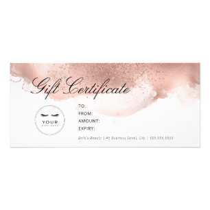 Carte Publicitaire Certificat cadeau de Parties scintillant or Rose s